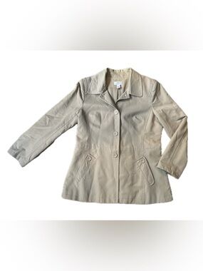 Ann Taylor LOFT Trench Coat Jacket Size 12 Tan Khaki Lightweight Classic